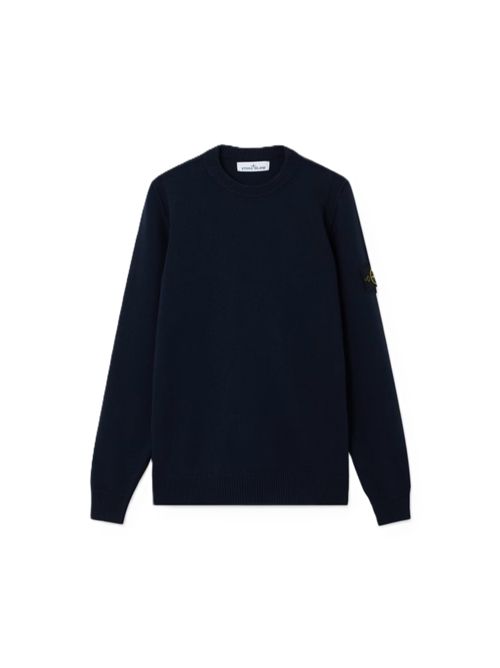 Maglione girocollo vestibilità regular con finiture a costine Stone Island | L2S15 5100072 S00A3V0020 NAVY BLUE